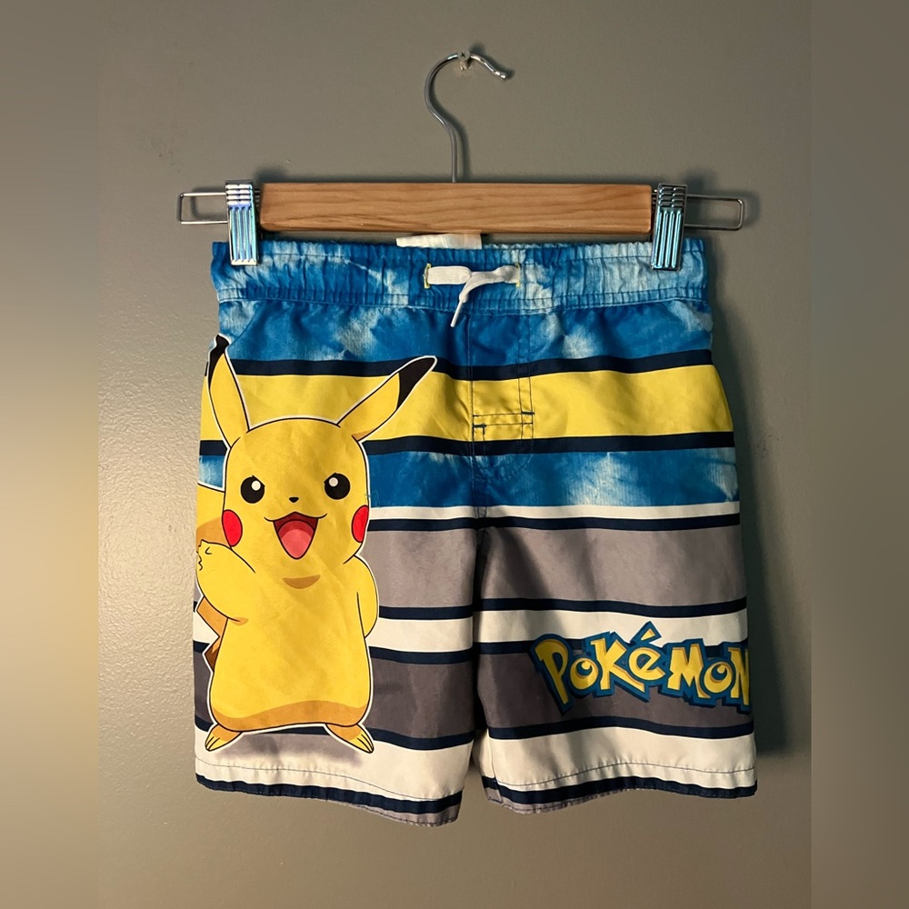 Like New! POKÉMON Pikachu Striped Swim Shorts